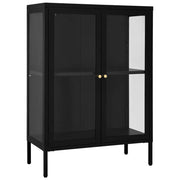 Buffet credenza cassettiera armadio mobile contenitore organizer per cucina soggiorno salotto 75 x 35 x 105 cm acciaio e vetro nero 02_0036120