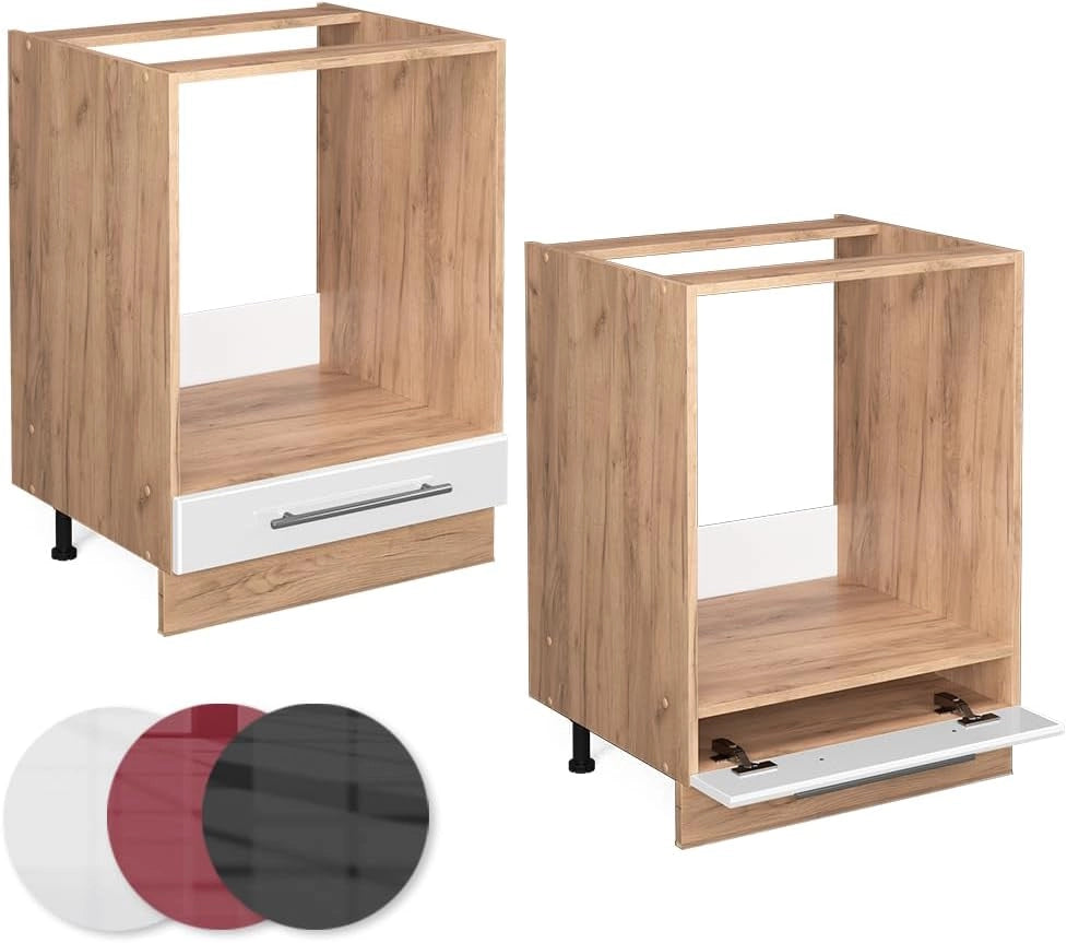 Mobile per forno da incasso Fame-Line, Bianco lucido, 60 cm senza piano di lavoro, per la combinazione con altri moduli della serie Fame-Line