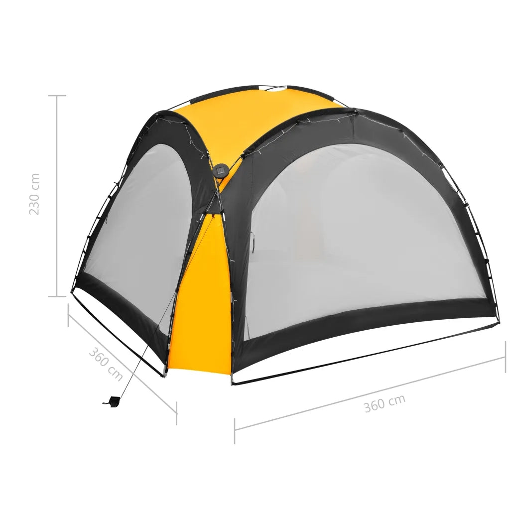Tenda per Feste con LED e 4 Pareti 3,6x3,6x2,3 m Gialla 92238