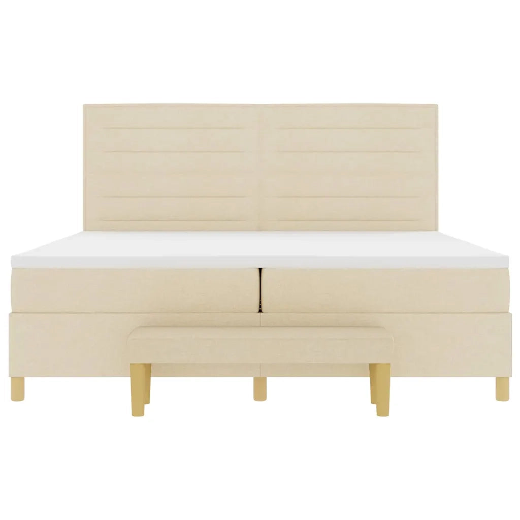 Letto a molle con materasso Crema 200 x 200 cm Tessuto 3344252
