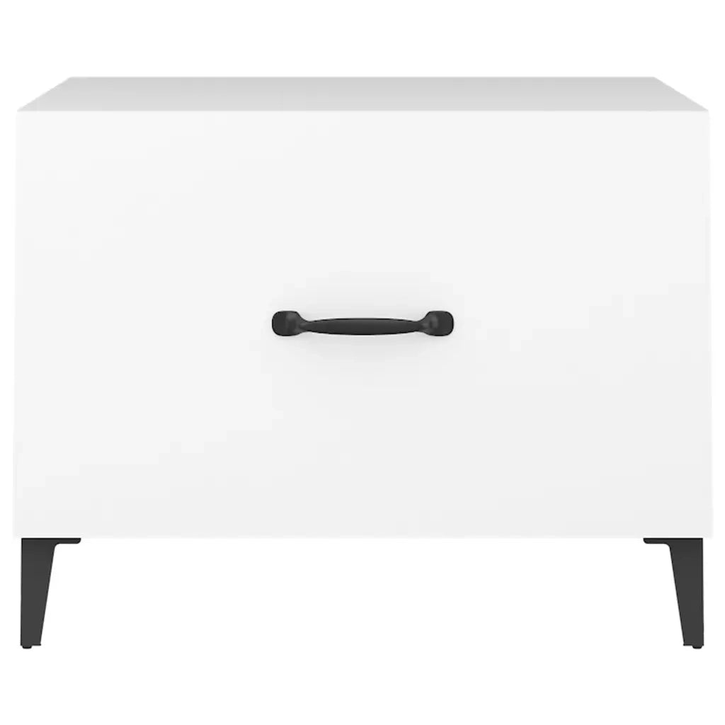 Tavolini da Salotto con Gambe in Metallo 2 pz Bianco 50x50x40cm