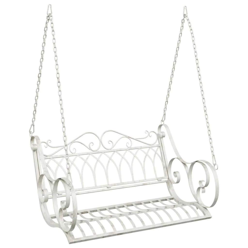 Panchina a Dondolo Acciaio 109 x 75 x 59 cm Bianco Antico 42038691