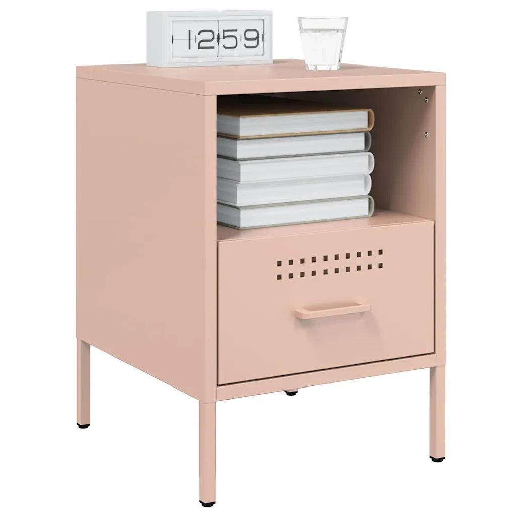 Set di 2 Comodini | Armadio da Notte | Mobiletto da notte Rosa 36x39x50,5 cm in Acciaio