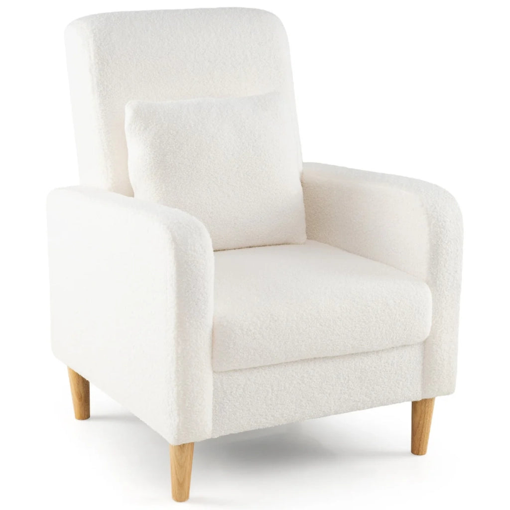 Poltrona 69 x 76 x 92 cm con morbido cuscino lombare stile moderno e comfort ottimale in lana bianca effetto orsetto 20_0012113