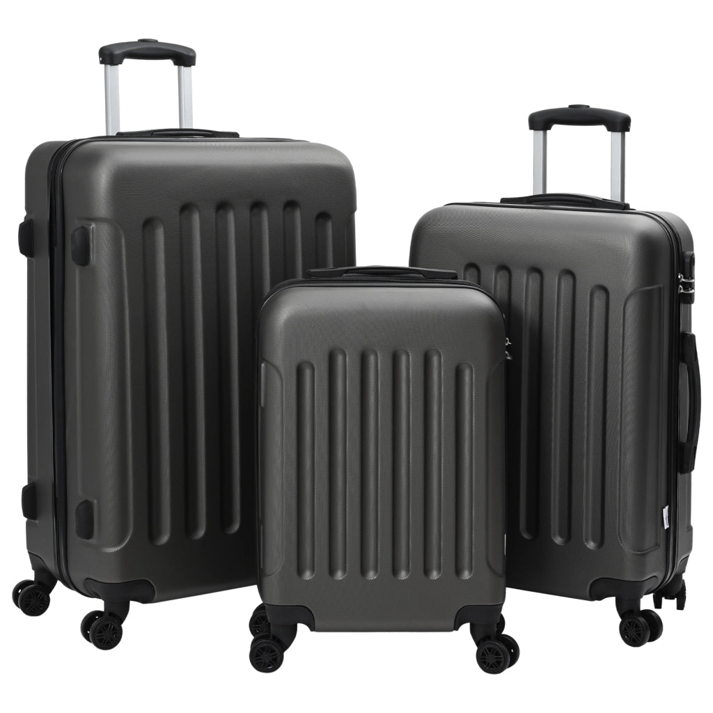 Set di valigie 3 pezzi rigido grigio scuro 20'' 24'' 28'' ABS