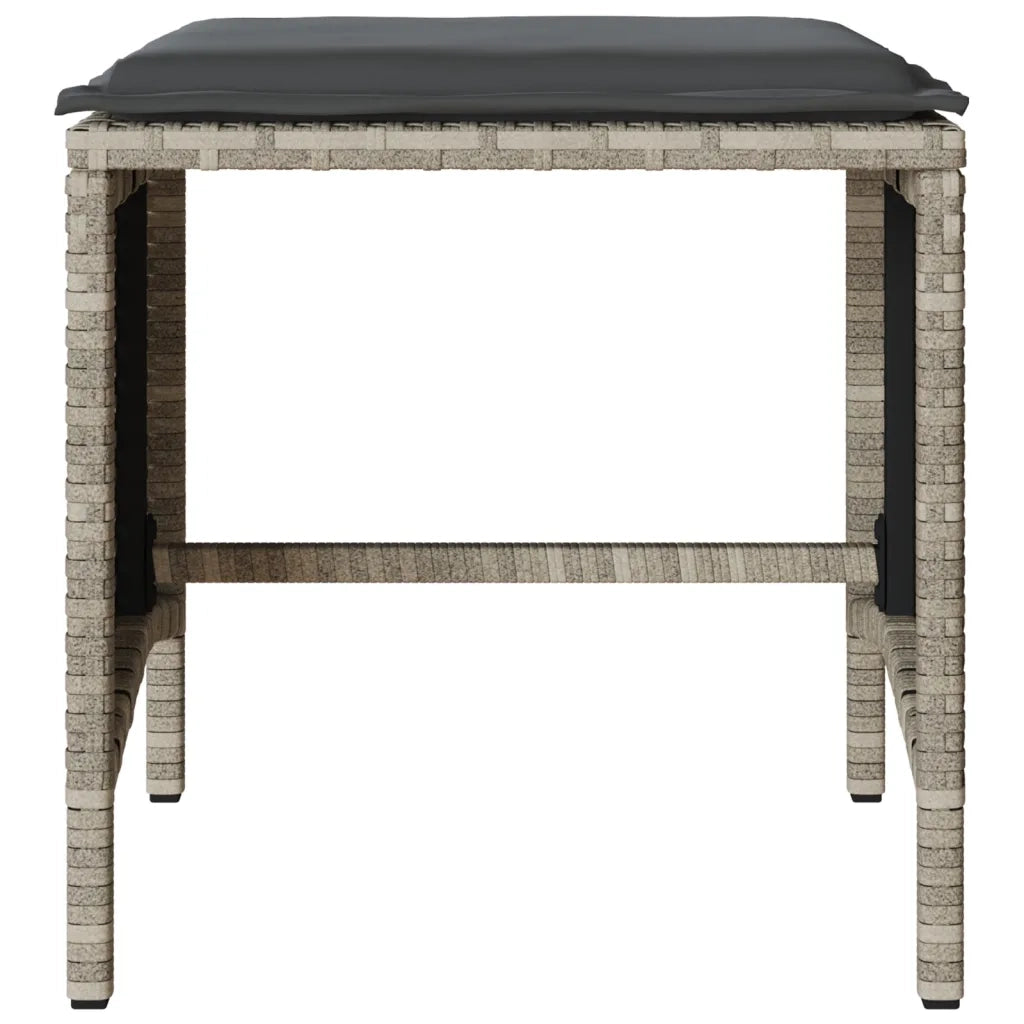 Set Divano da Giardino 4pz | Set Salotto da Giardino con Cuscini Grigio Chiaro Polyrattan