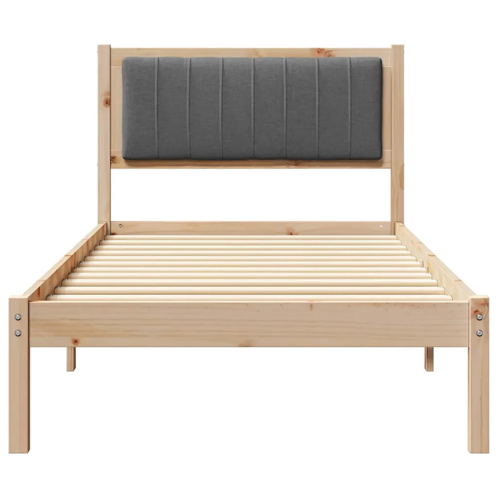 Letto con Testiera Rivestita Grigio scuro 90 x 190 cm