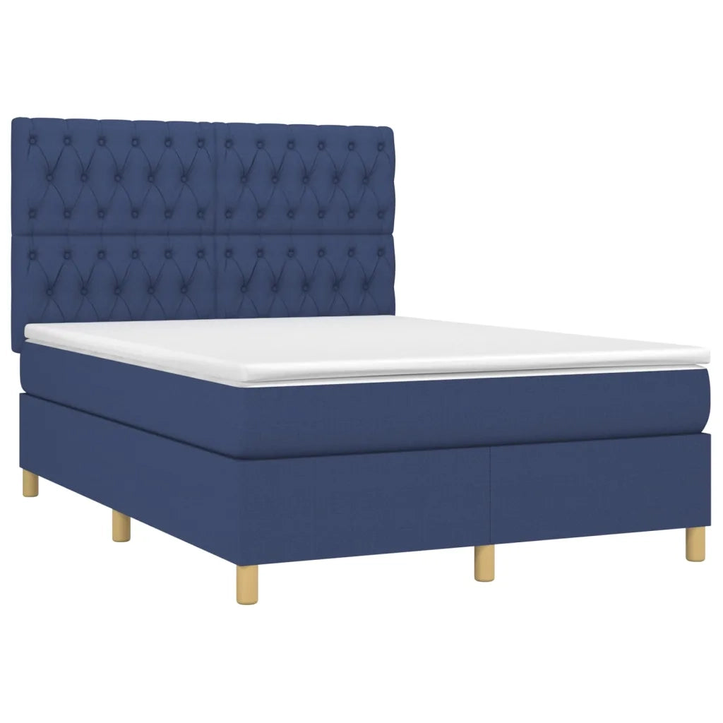 Letto a Molle con Materasso e LED Blu 140x190 cm in Tessuto 3135675