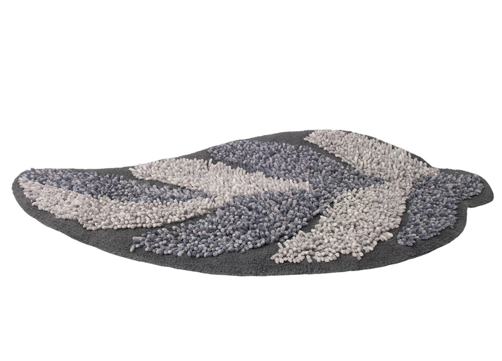 Tappeto A Foglia Casa Bagno Cotone Spugna Morbida Antiscivolo Leaf Grigio