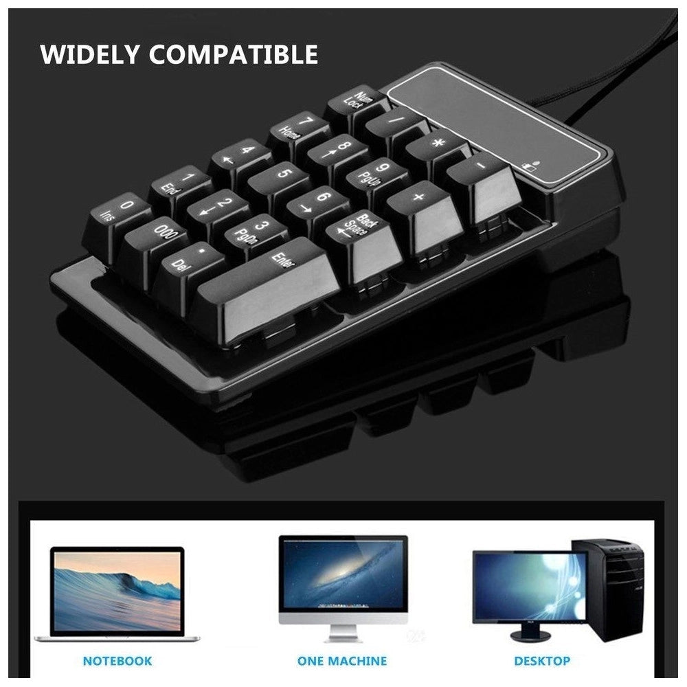Trade Shop - Tastierino Numerico Usb Tastiera 19 Tasti Calcolatrice Per Pc Computer Notebook -