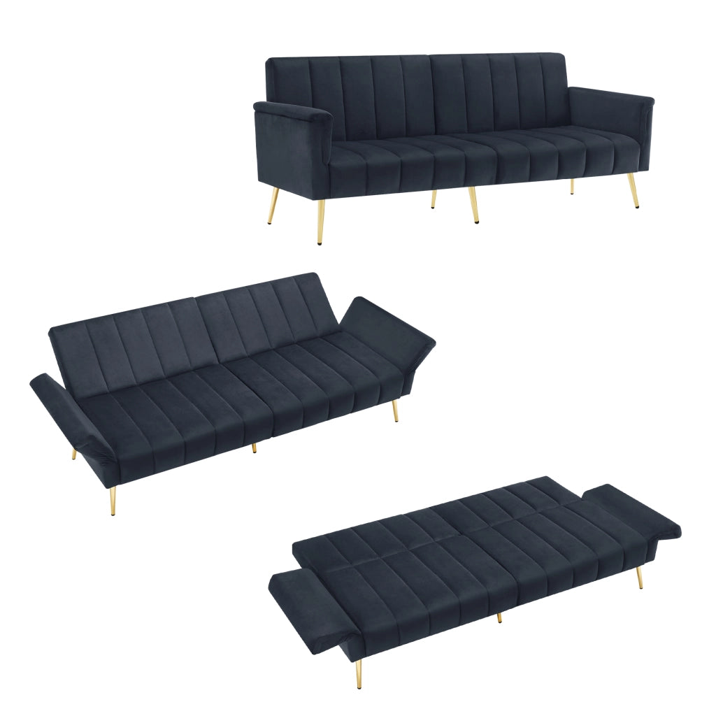 Divano letto pieghevole moderno - Zephmum - Velluto, funzione sonno, piedini di supporto