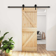 Porta scorrevole Naturale e Nero 70 x 210 cm 3445149