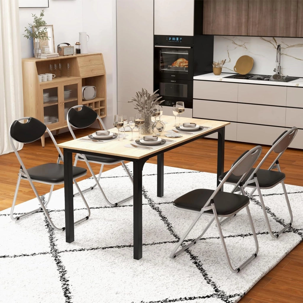 Set di 4/6 sedie pieghevoli, sedie sala da pranzo con telaio in metallo, sedute imbottite, maniglia, comode sedie da visitatore per soggiorno, ufficio, riunione, scuola (6)