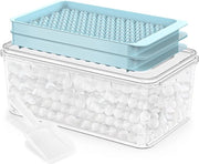 Set di congelatori a forma di sfera con coperchio e contenitore - 2 pezzi di congelatore a forma di sfera mini per congelatore - 104 x 2 piccoli congelatori a forma di sfera per raffreddare succo, caffè, cocktail, whisky - Inerte al BPA Ice cube tray