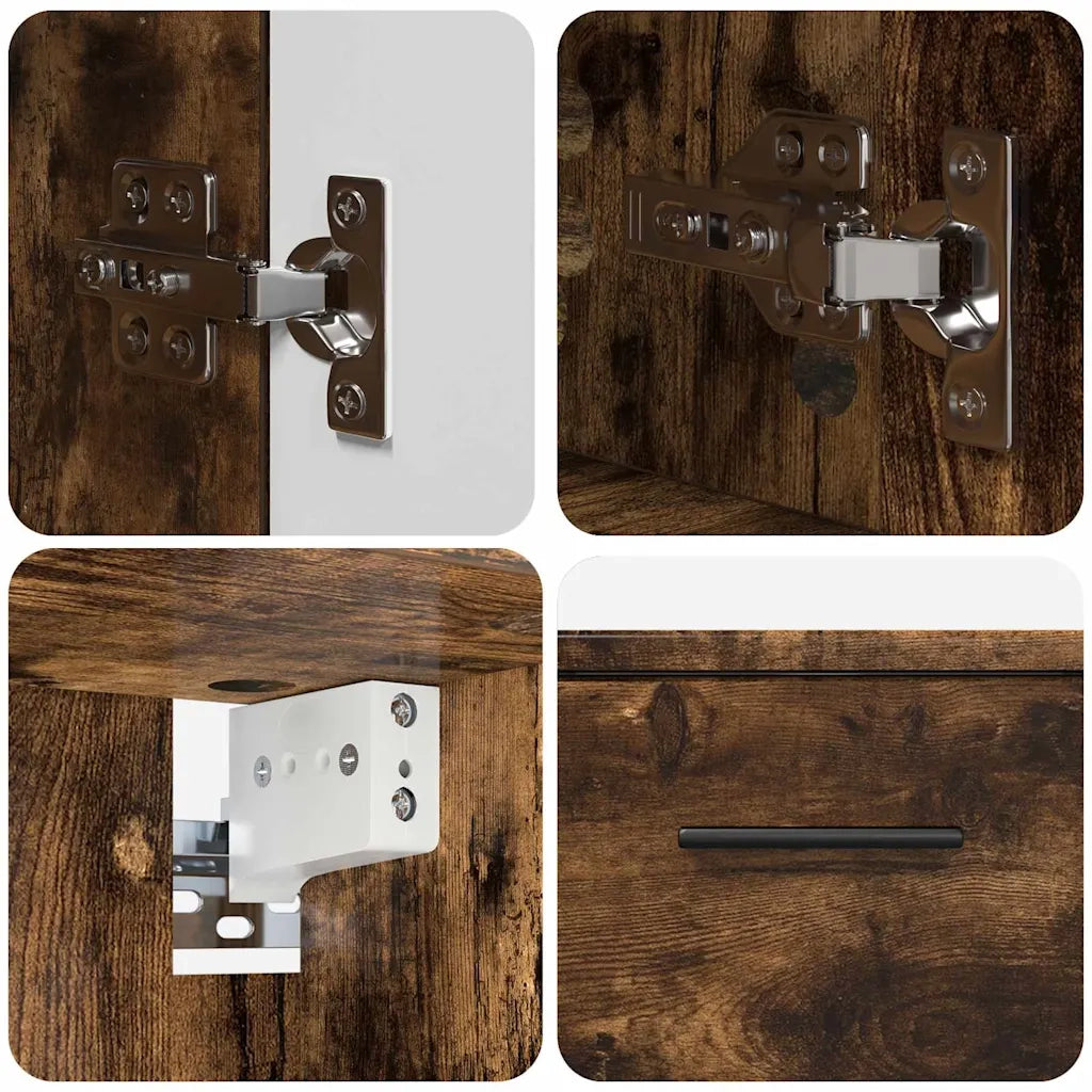 vidaXL Set di mobili per il bagno 2 pcs Rovere fumo 76.5 x 35 x 64 cm