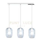 SOSPENSIONE CROMO 3 LUCI RETTANGOLARE VETRI BLU 1181CR-S3 R-BL