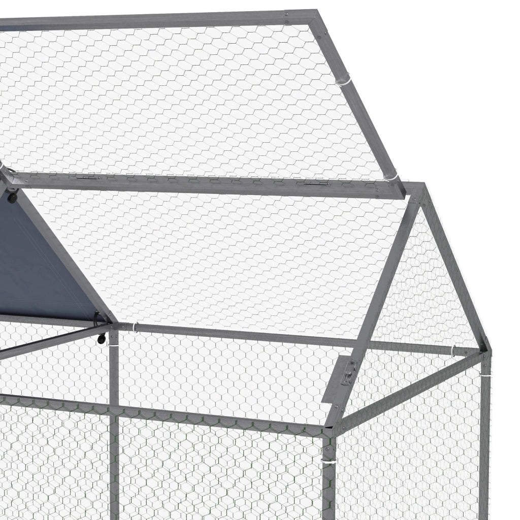 Gabbia per Conigli da Esterno 198x100x120 cm in Acciaio e Tessuto Oxford Verde e Argento