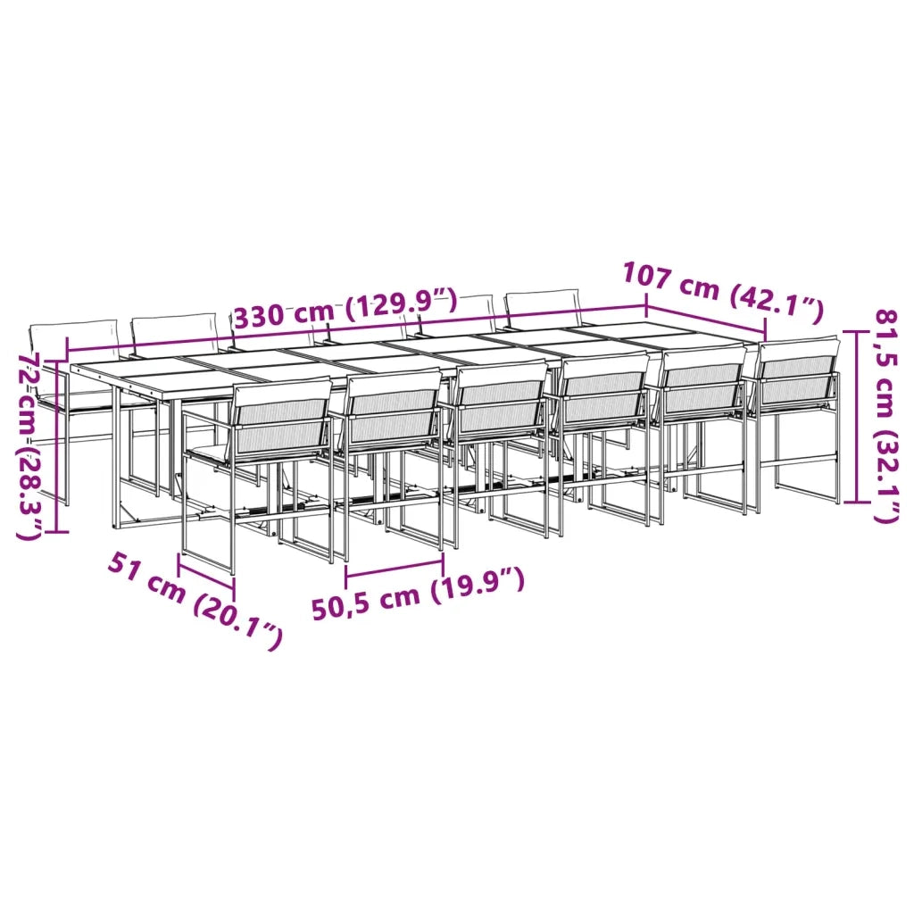 vidaXL Set da Pranzo da Giardino 13 pz con Cuscini Bianco in Textilene