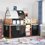 Letto a Castello senza Materasso-Struttura Letto a Castello Bianco e Nero 90x190cm in Pino 818563