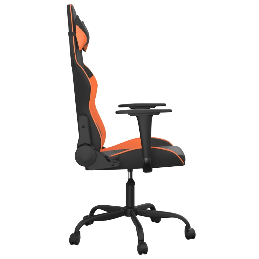 Sedia da Gaming Massaggiante Nero e Arancione in Similpelle