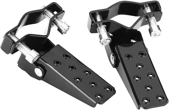 Pedali di Sostegno per Motocicletta - 1 Paio Pedali in Metallo Nero Stile con Struttura Universale Compatibile con la maggior parte delle Motociclette (Sinistro & Destro)