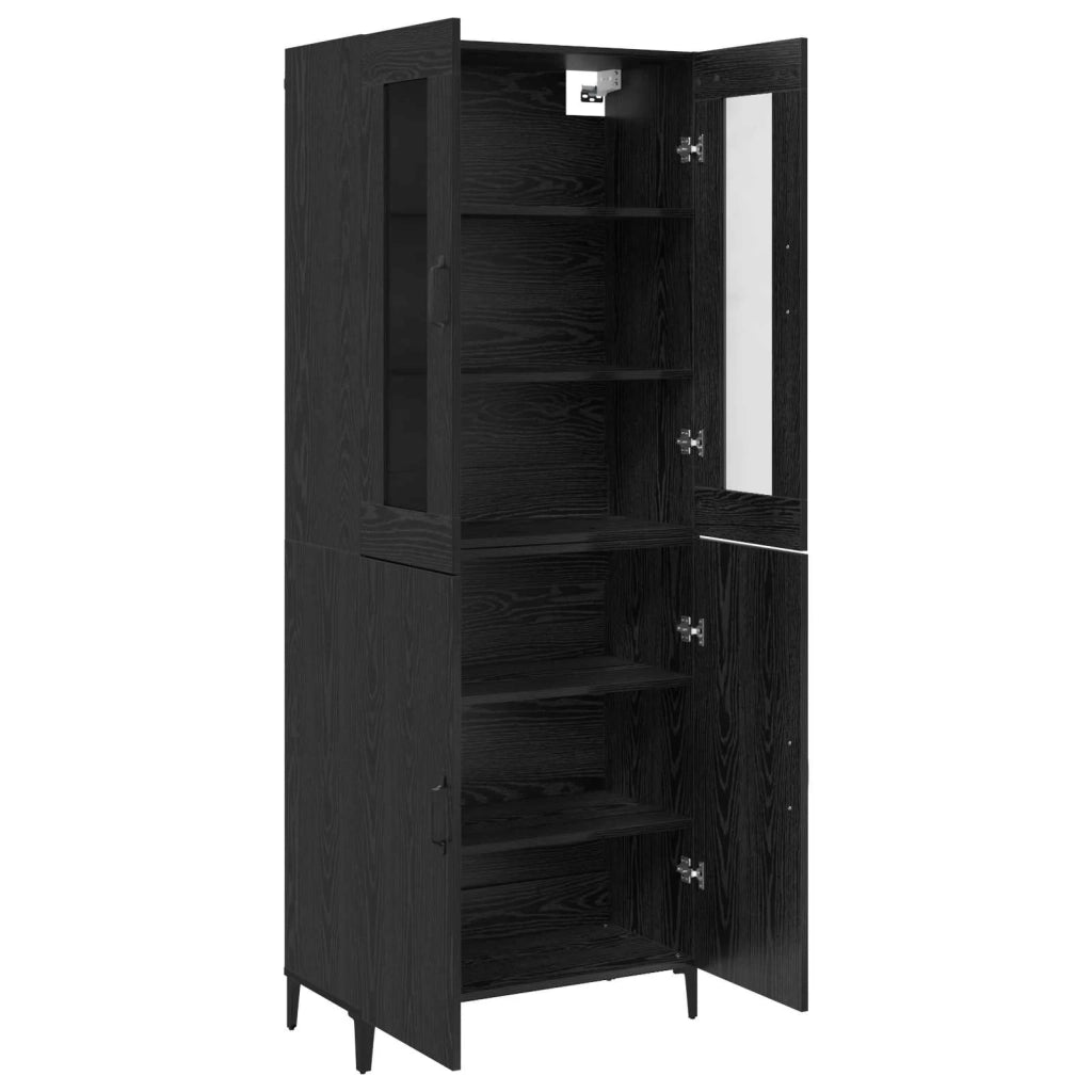 Credenza 2 pcs Rovere Nero Legno multistrato