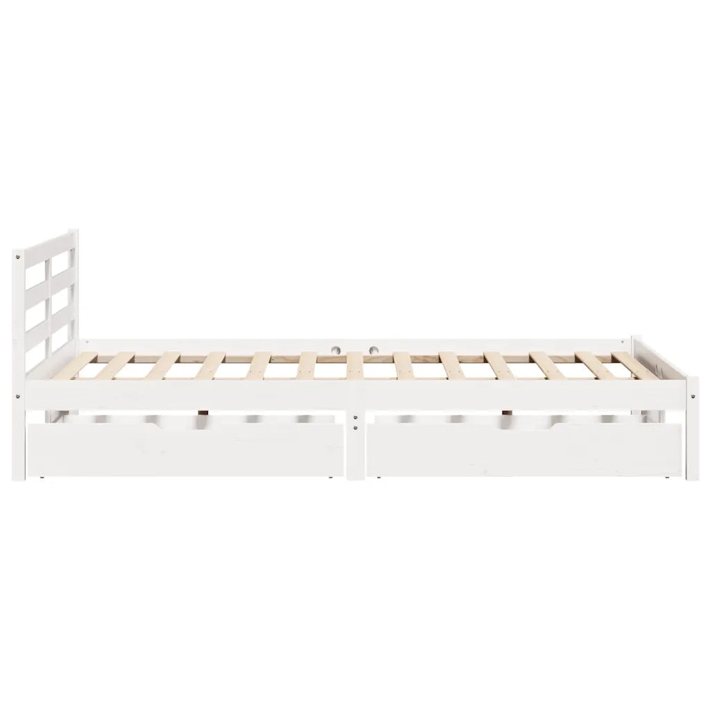 Letto senza Materasso Bianco 150x200 cm Legno Massello di Pino