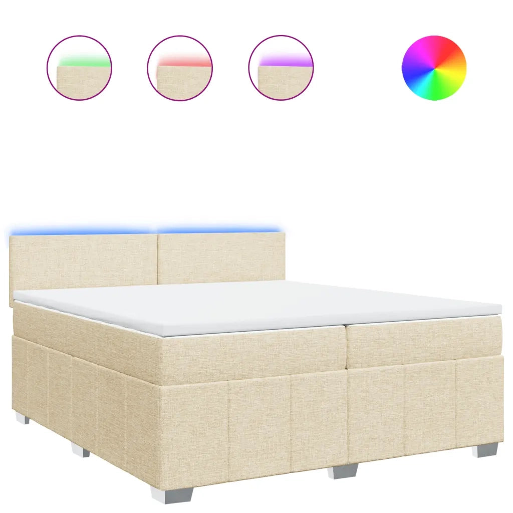 vidaXL Giroletto a Molle con Materasso Crema 200x200 cm in Tessuto