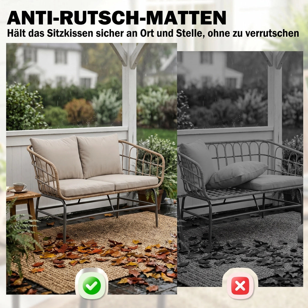 Divano da Giardino 2 Posti in Resina Intrecciata ¨C Zephmum ¨C 120x67x79 cm Marrone