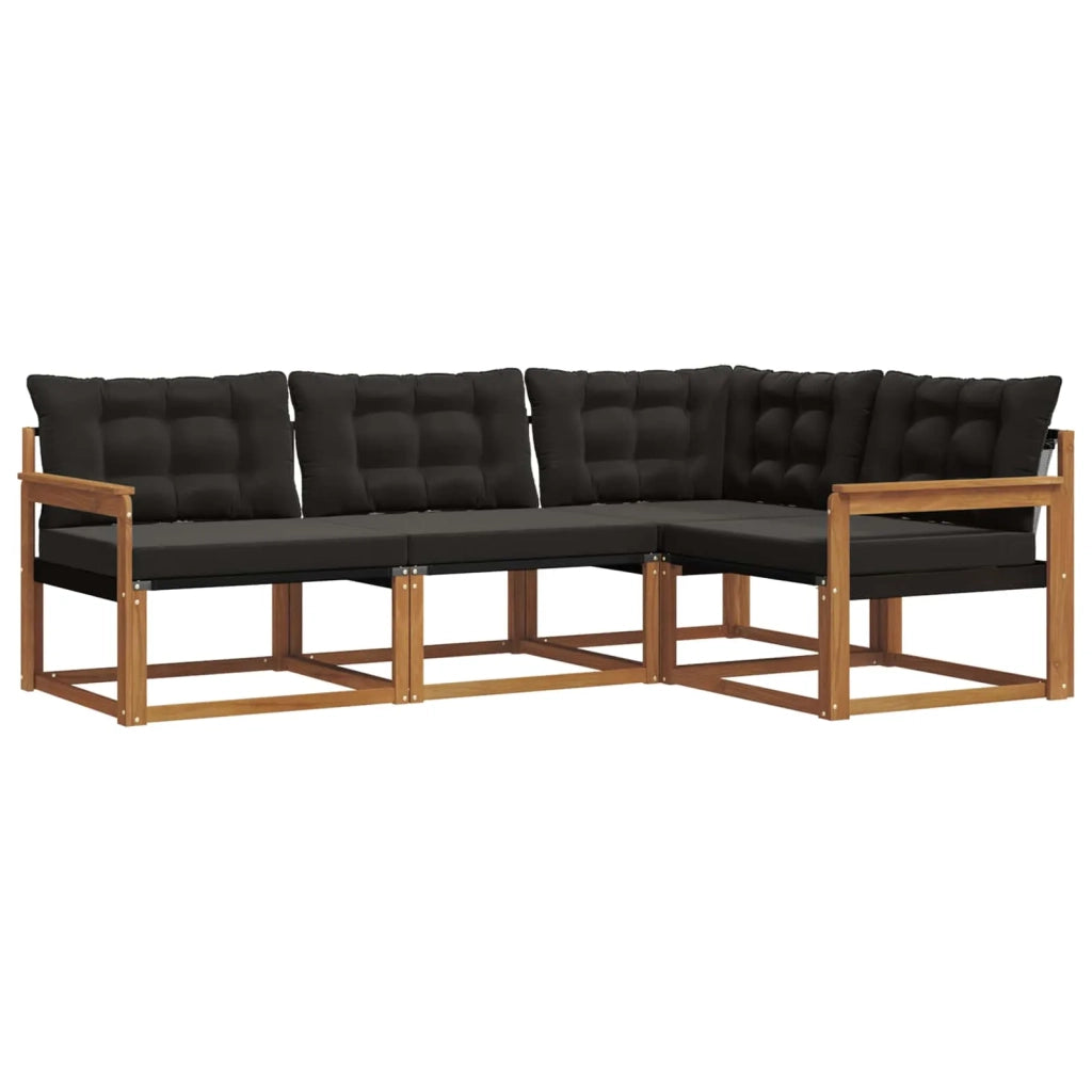 Set di divani da esterno con cuscino 4 pcs Naturale e Nero 3369403