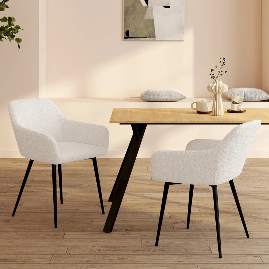 IDMarket - Set di 2 sedie da pranzo e poltrone da tavolo SHELIA in tessuto bouclette