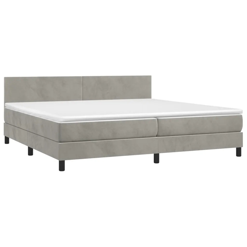 Letto a Molle con Materasso e LED Grigio Chiaro 200x200 cm Velluto 3134303