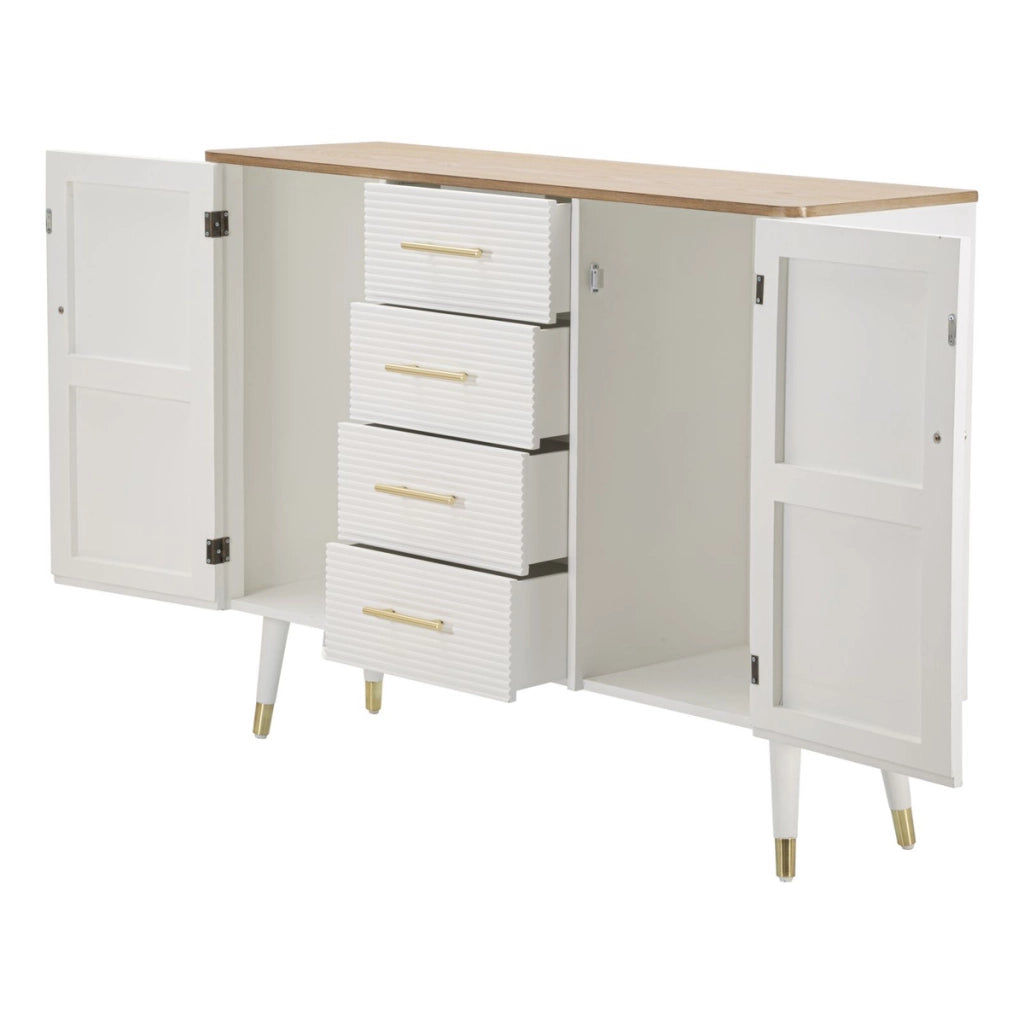 Credenza VKH24, Bianco, Legno, 117x37x90 cm