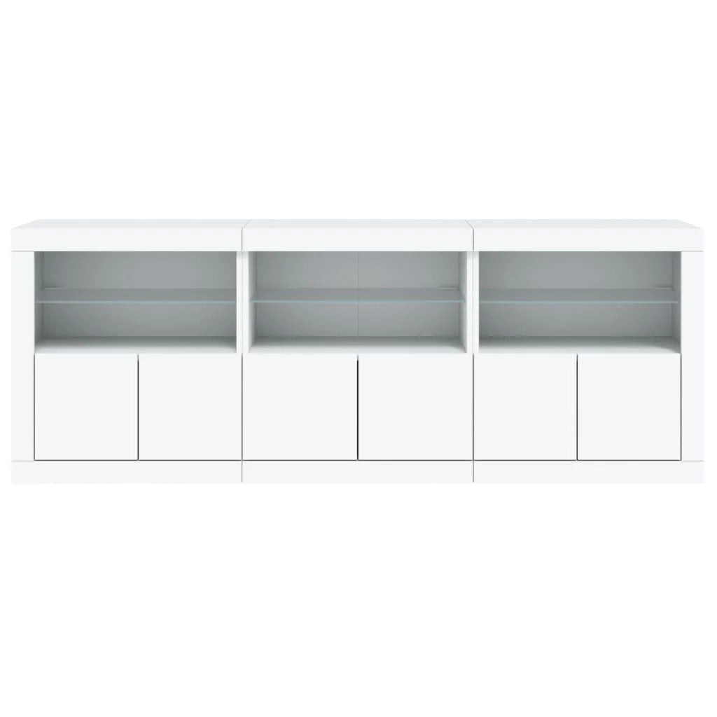 Buffet credenza cassettiera armadio mobile contenitore organizer per cucina soggiorno salotto con luci LED 181,5 x 37 x 67 cm bianco 02_0029840