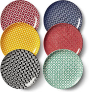 Piatti da tavola in ceramica 20 cm - Piatti da insalata in porcellana - Scodelle da servizio colorate per Natale e Capodanno - Set da 6