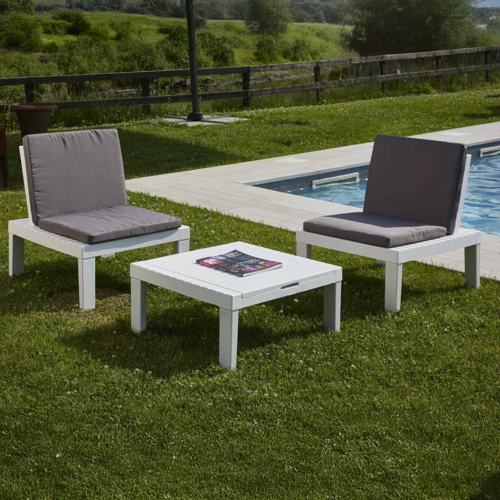 Salottino Outdoor Aixela, set Salotto da Esterno 2 Posti Made in Italy, Bianco