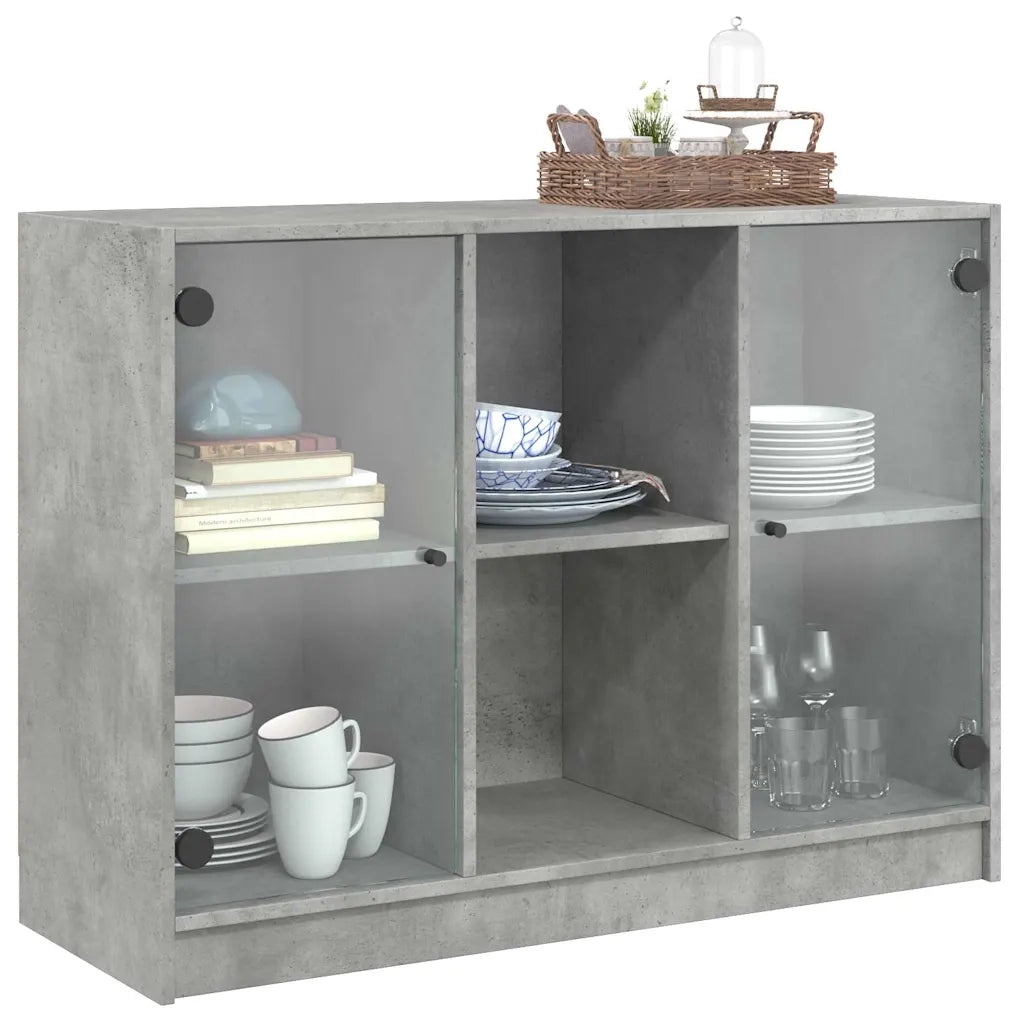 Credenza-Buffet-Armadio da cucina Grigio Cemento 102x37x75,5 cm in Legno Multistrato