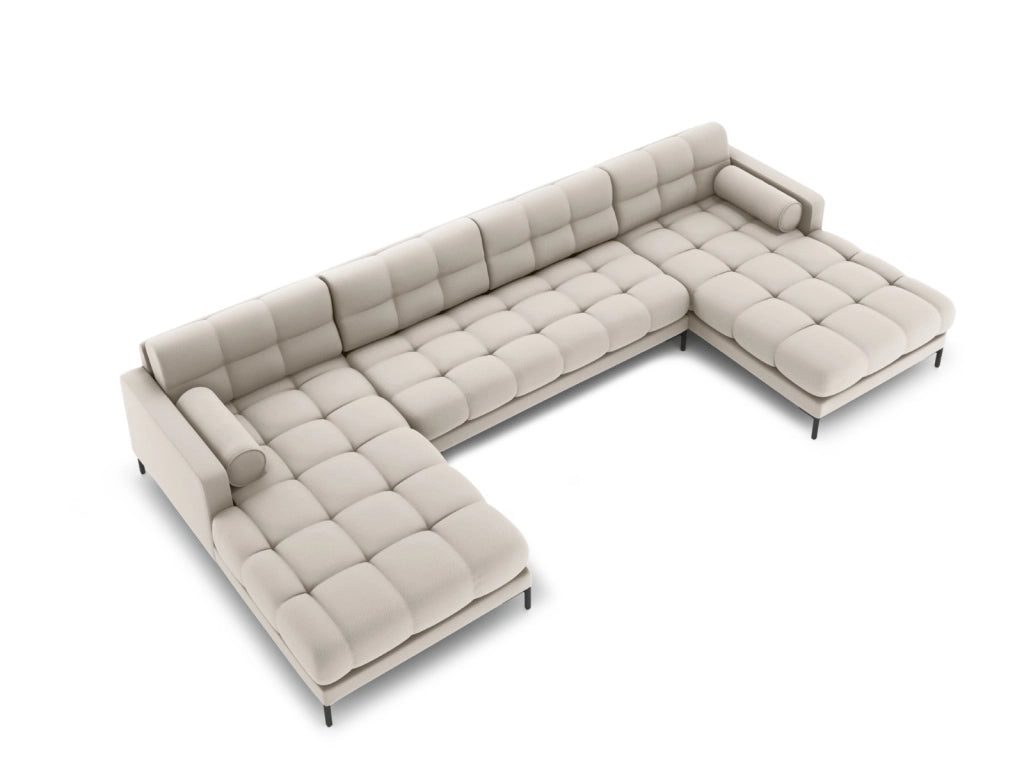 Cosmopolitan Design - Divano panoramico "Bali" 7 posti in tessuto strutturato beige 