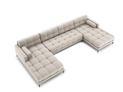 Cosmopolitan Design - Divano panoramico "Bali" 7 posti in tessuto strutturato beige 
