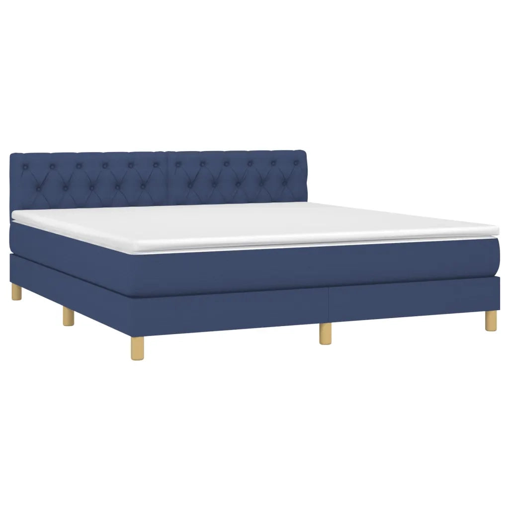 Letto a Molle con Materasso e LED Blu 160x200 cm in Tessuto 3133971