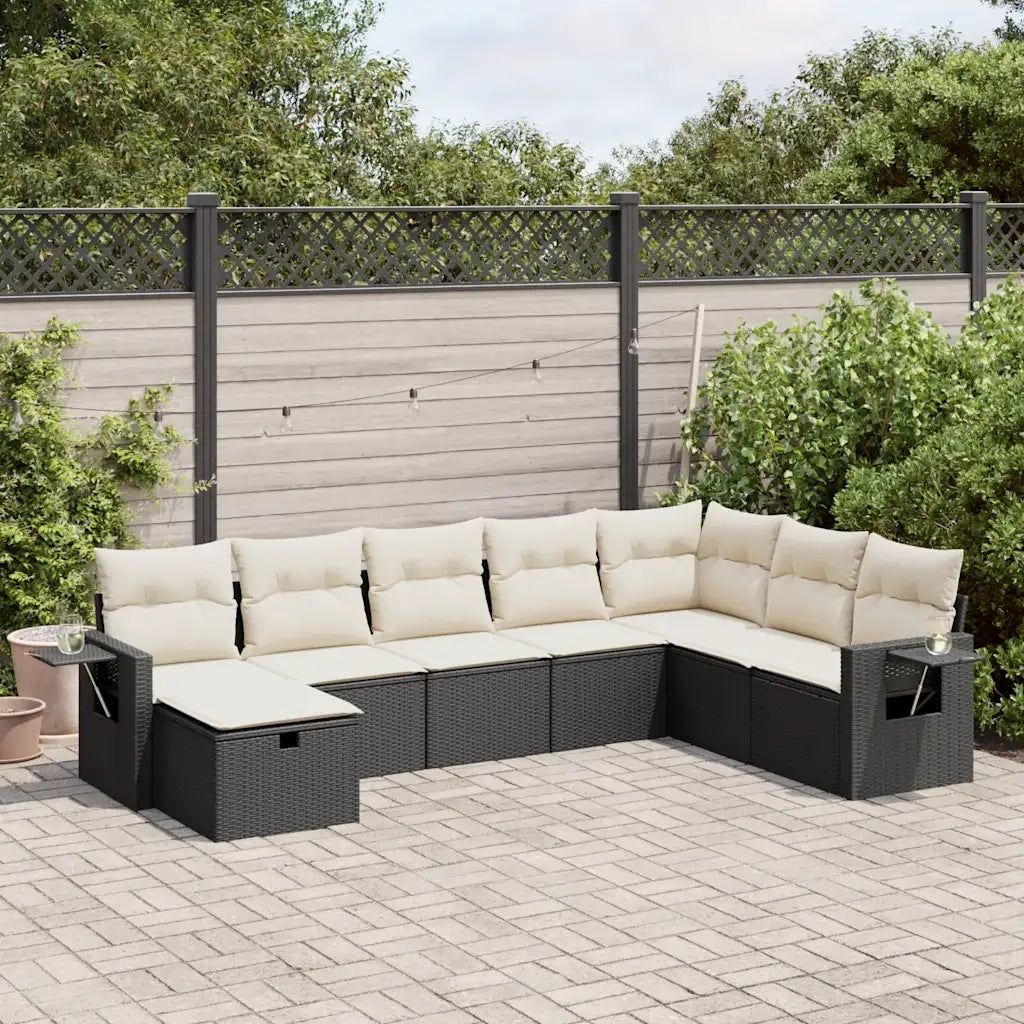 Set Divani da Giardino con Cuscini 8 pz Nero in Polyrattan 3325532