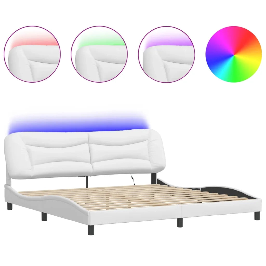 Giroletto con LED senza Materasso-Struttura Letto Hvar Bianco 200x200 cm