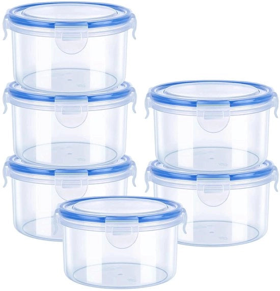 Contenitore a chiusura ermetica per alimenti - 6 pezzi - 600 ml - in plastica - laccio di chiusura - impermeabile - riutilizzabile - trasportabile - contenitore per alimenti