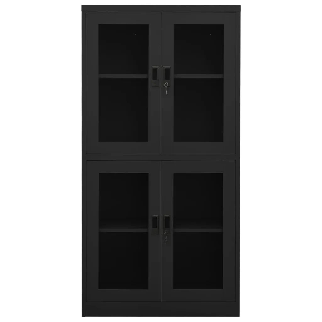 Armadio per Ufficio Antracite 90x40x180 cm in Acciaio e Vetro 335941