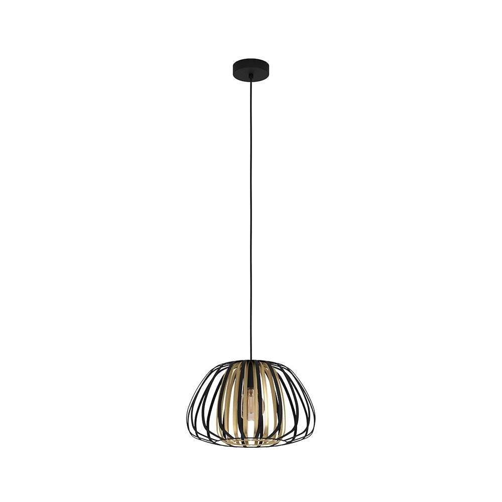Lampadario Contemporaneo Encinitos 1 Luce Acciaio Nero E Oro