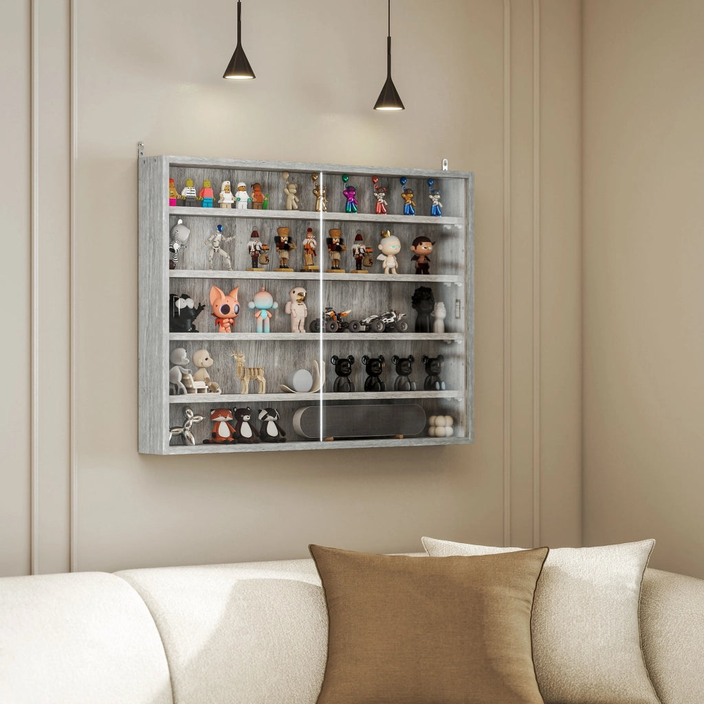 Libreria a muro con ante ¨C zephmum ¨C grigio 80x60x9.5 cm