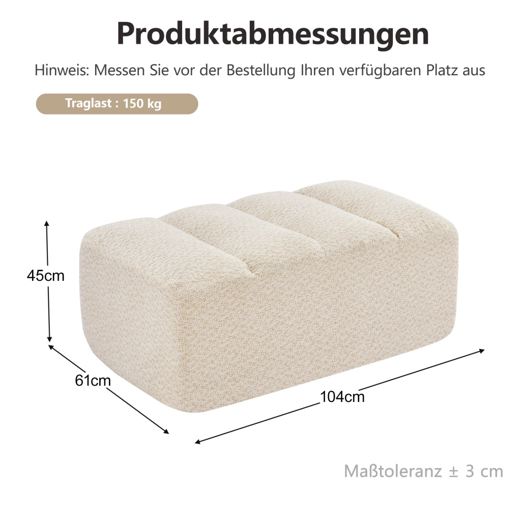 DIVANO modulare senza struttura con ottomano in Granular Fleece beige e bianco
