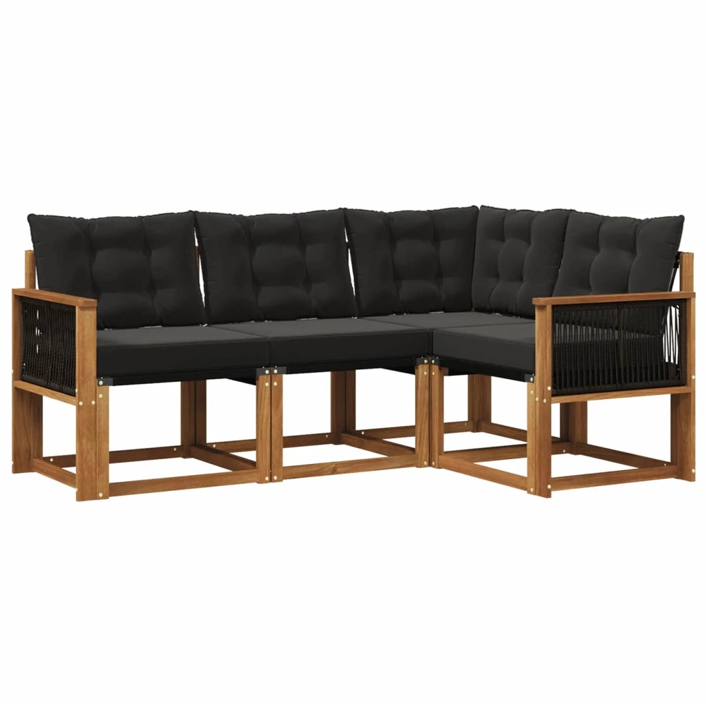 Set di divani da esterno 4 pz Naturale e Nero 3381920