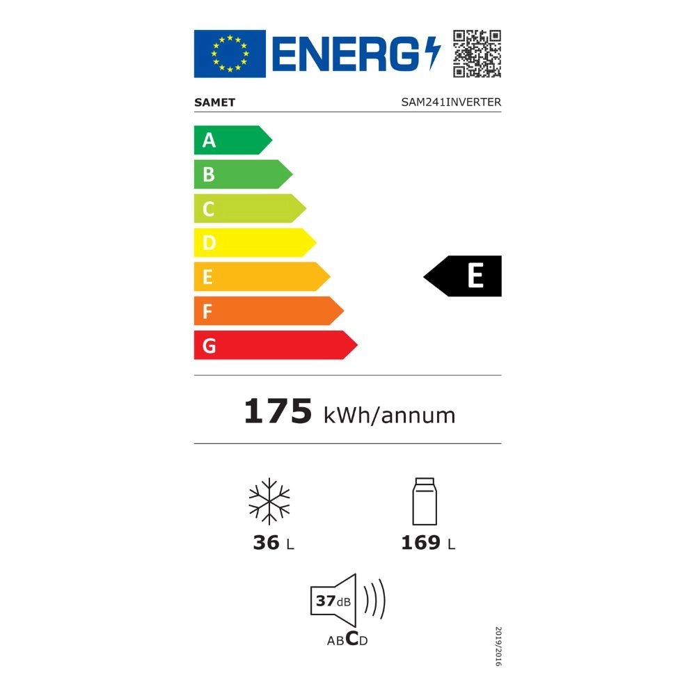 Frigorifero incasso Samet SAM241INVERTER bianco doppia porta reversibile 240L classe E