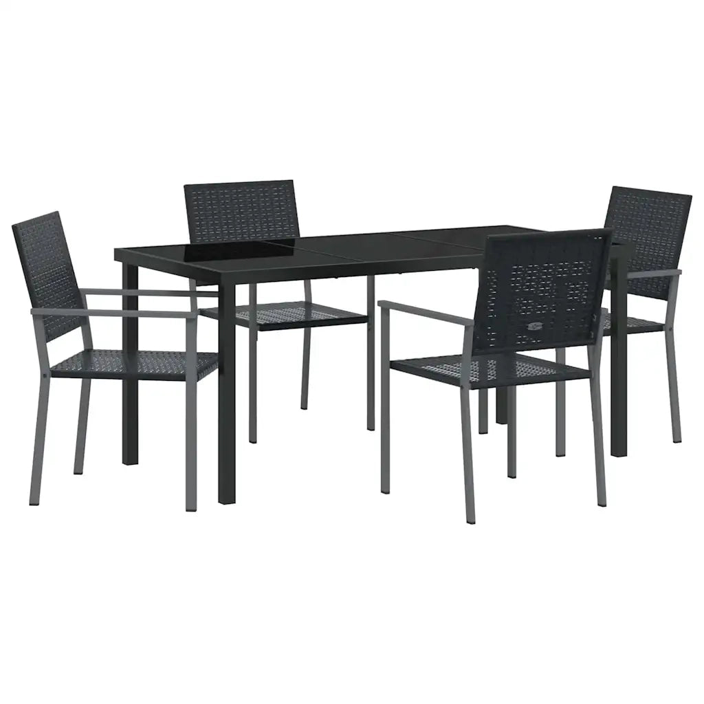 Set da Pranzo per Giardino 5 pcs Nero Rattan in PE 3379082